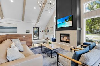 Living area with fireplace